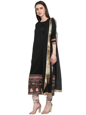 Black printed art silk salwar 4