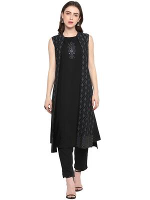 Black printed crepe salwar 1