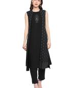 Black printed crepe salwar