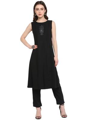 Black printed crepe salwar 2