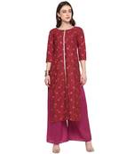 Red printed art silk salwar