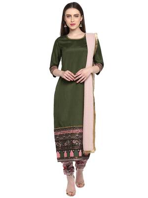 Olive printed art silk salwar 1