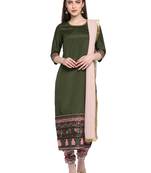 Olive printed art silk salwar