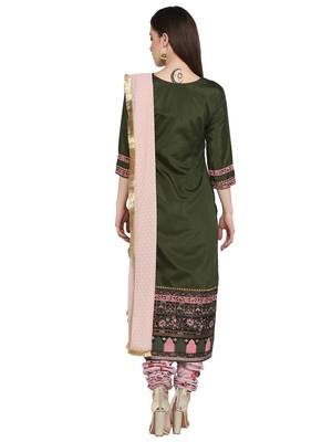 Olive printed art silk salwar 3