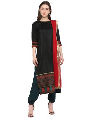 Black printed art silk salwar 1