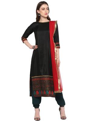 Black printed art silk salwar 2