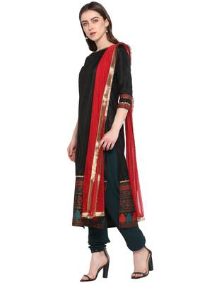 Black printed art silk salwar 4