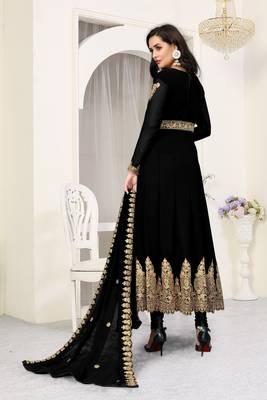 Black Embroidered Faux Georgette Salwar 2