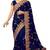 Blue embroidered net saree with blouse