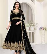 Black Heavy Embroidered Long Anarkali Faux Georgette Salwar Suit