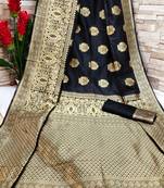 Black woven banarasi saree with blouse
