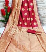 Red woven banarasi saree with blouse