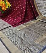 Grey woven banarasi saree with blouse