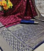 Multicolor woven banarasi saree with blouse