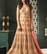 Beige embroidered net salwar