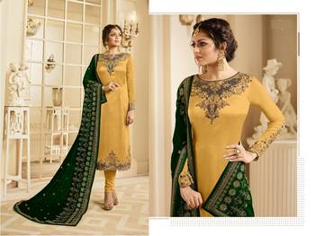 Yellow Embroidered Georgette Semi Stitched Salwar With Dupatta 2