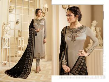 Beige Embroidered Georgette Semi Stitched Salwar With Dupatta 2