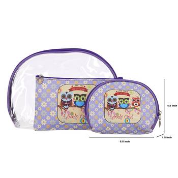 Shree Shyam Product Purple Cosmetic Bag Makeup Travel Organizer Portable Toiletry Pouch 3 Pcs Set 3