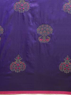 Purple woven silk blend saree with blouse 3