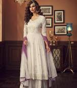 White embroidered georgette salwar