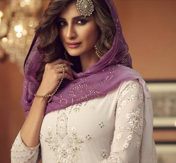 White embroidered georgette salwar 4