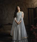 Grey embroidered georgette salwar