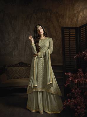 Green embroidered georgette salwar 1