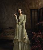 Green embroidered georgette salwar