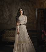 Peach embroidered georgette salwar