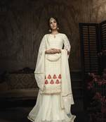 White embroidered georgette salwar