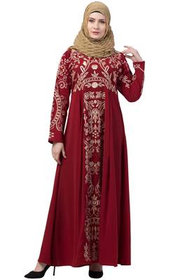 Premium Abaya With Golden Embroidery Work 1