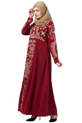 Premium Abaya With Golden Embroidery Work 2