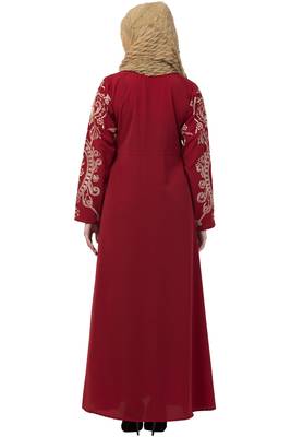 Premium Abaya With Golden Embroidery Work 4