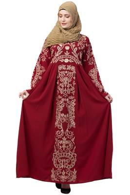Premium Abaya With Golden Embroidery Work 5