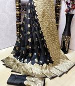 Black woven banarasi saree with blouse