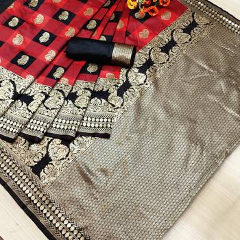 Black woven banarasi saree with blouse 1