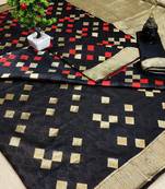 Black woven banarasi saree with blouse