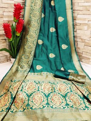 Rani pink woven banarasi saree with blouse 1