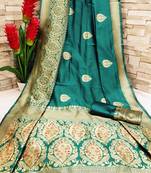 Rani pink woven banarasi saree with blouse