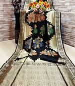 Black woven banarasi saree with blouse