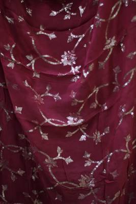 Plum Burgundy Soft Silk Zari Weave Unstitched Suit  5