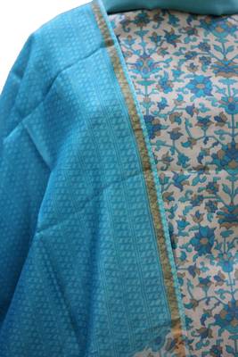 Light Blue Print Chanderi Silk Unstitched Suit 5