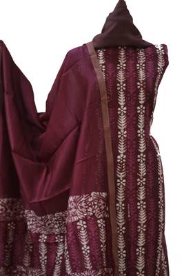 Wine Chanderi SIlk Unstitched Suit 2