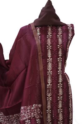 Wine Chanderi SIlk Unstitched Suit 3