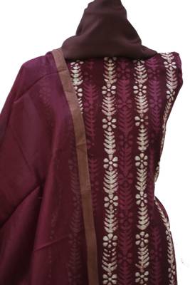 Wine Chanderi SIlk Unstitched Suit 5