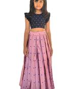 Kids Blue Blouse And Pink Lehenga Choli Set