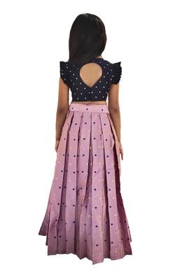 Kids Blue Blouse And Pink Lehenga Choli Set 2