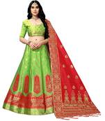 Light-green woven silk unstitched lehenga