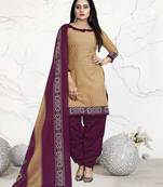Beige Printed Cotton Salwar