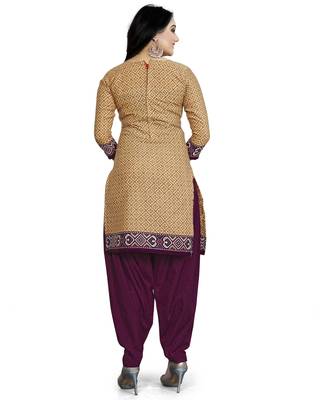 Beige Printed Cotton Salwar 2
